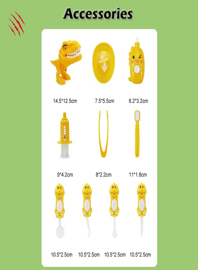 OPTSPTOY 10PCS Plastic Dinosaur Simulation Dentist Play Set Animation Medical Kit Pretend Toy for Kids Hygienic Habbit Cultivation Role Play Game for Children 5 Models 4 Colors Simple OPP Bag Packaging (Red) - Image 5